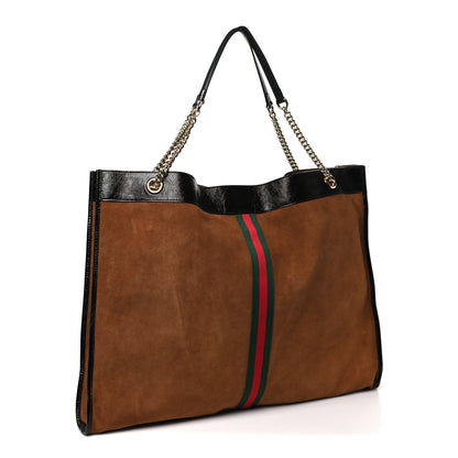 Gucci Suede Patent Maxi Rajah Chain Tote Nocciola Black 4 of 11