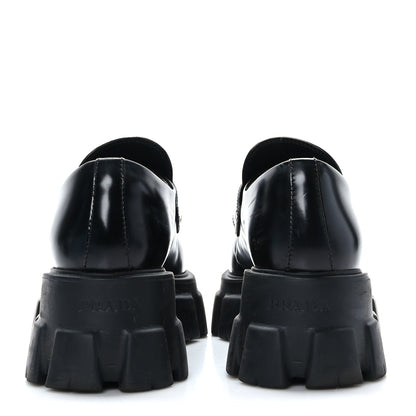Prada Spazzolato Triangle Logo Monolith Pointy 55mm Loafers 38.5 Black 5 of 9