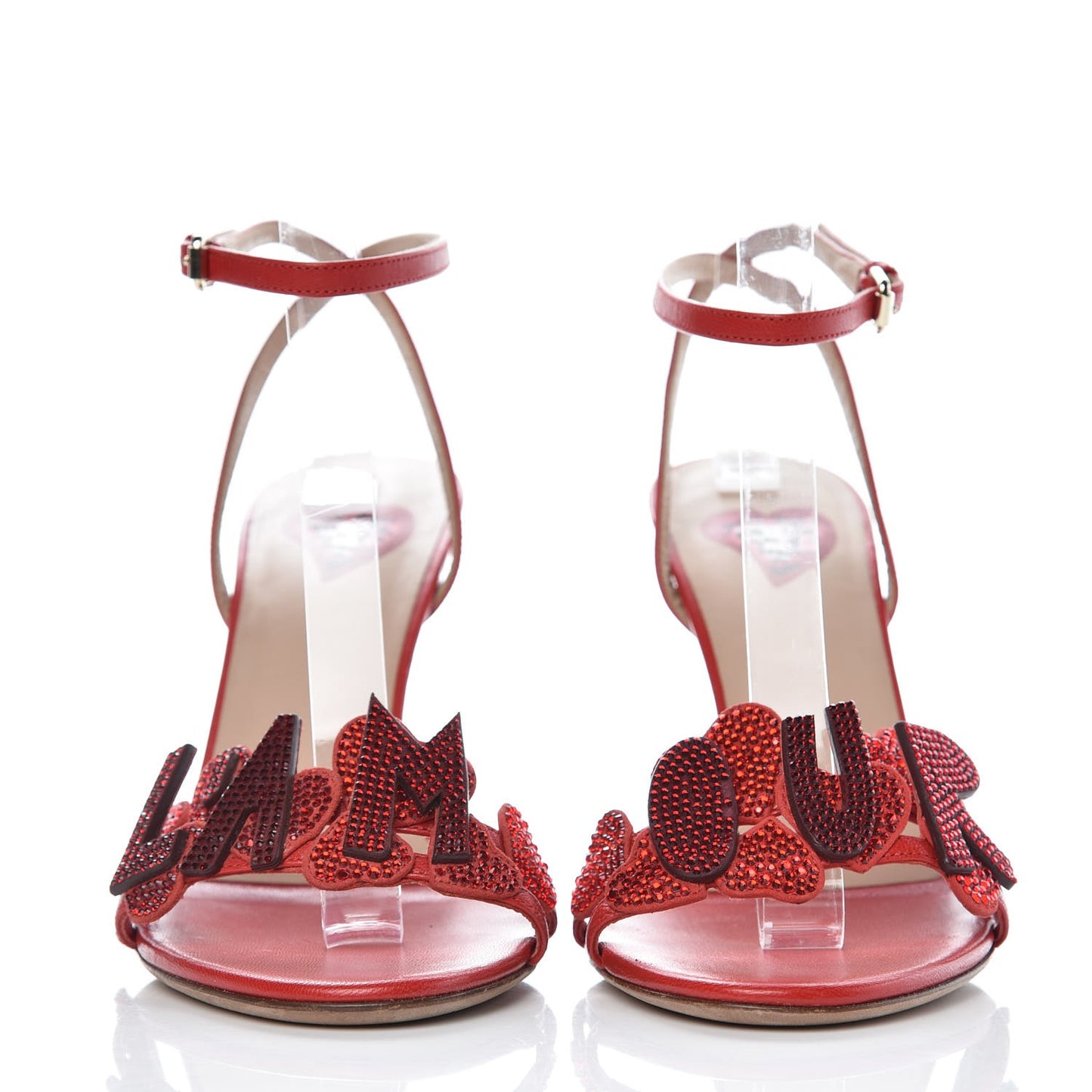 Nappa Crystal Embellished L'Amour Sandals 39 Red