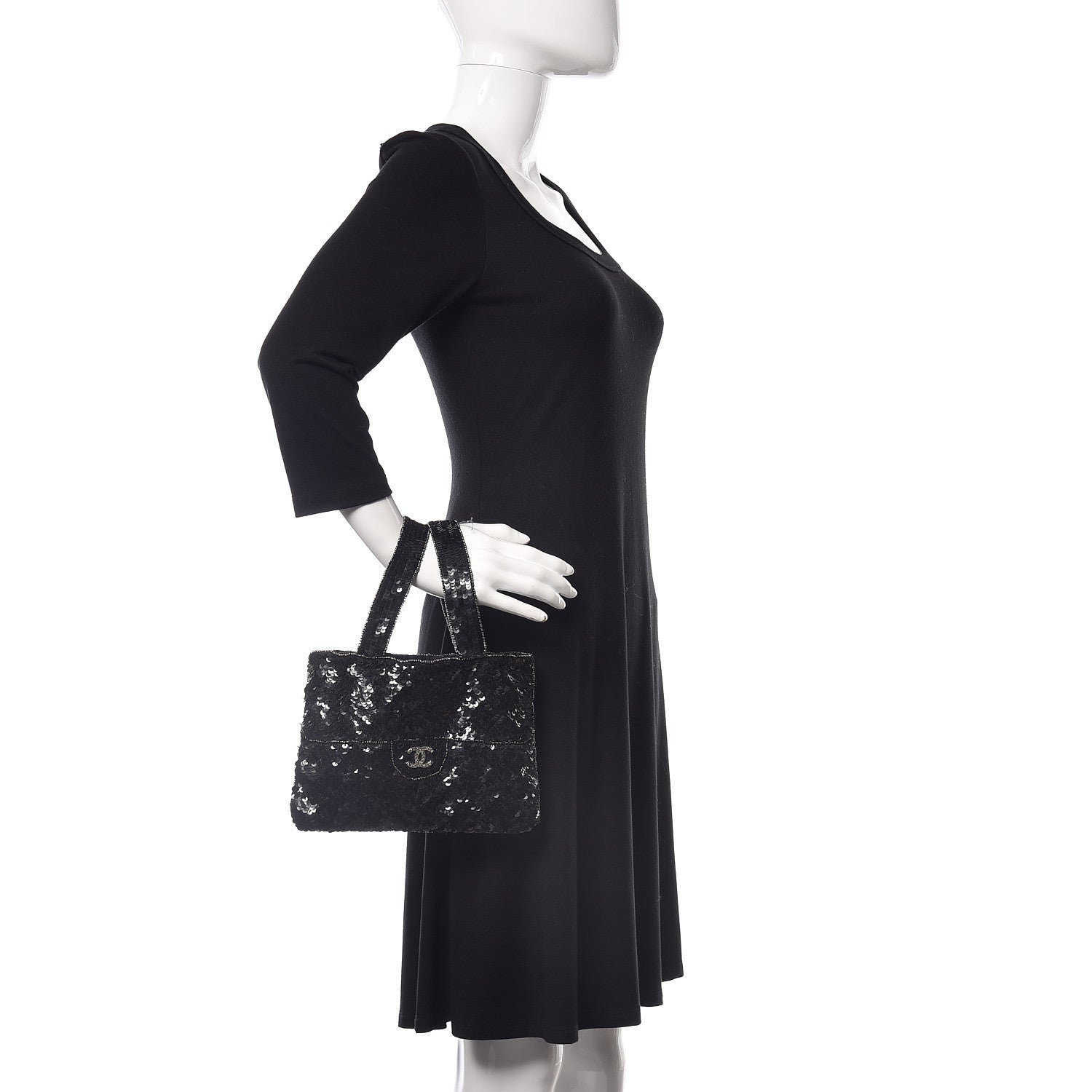 Chanel Sequin CC Evening Bag Black 2 of 12