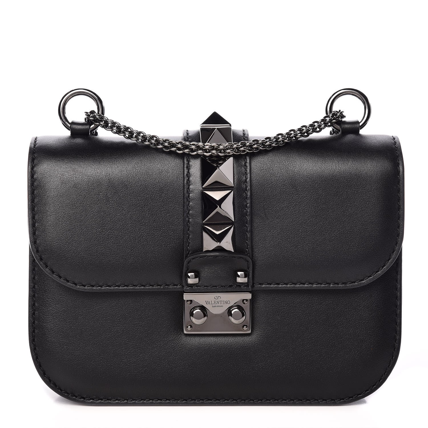 Valentino Garavani Vitello Small Glam Lock Rockstud Flap Black 1 of 9