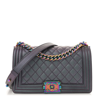 Chanel Iridescent Goatskin Quilted Medium Boy Flap Purple 1 of 11
