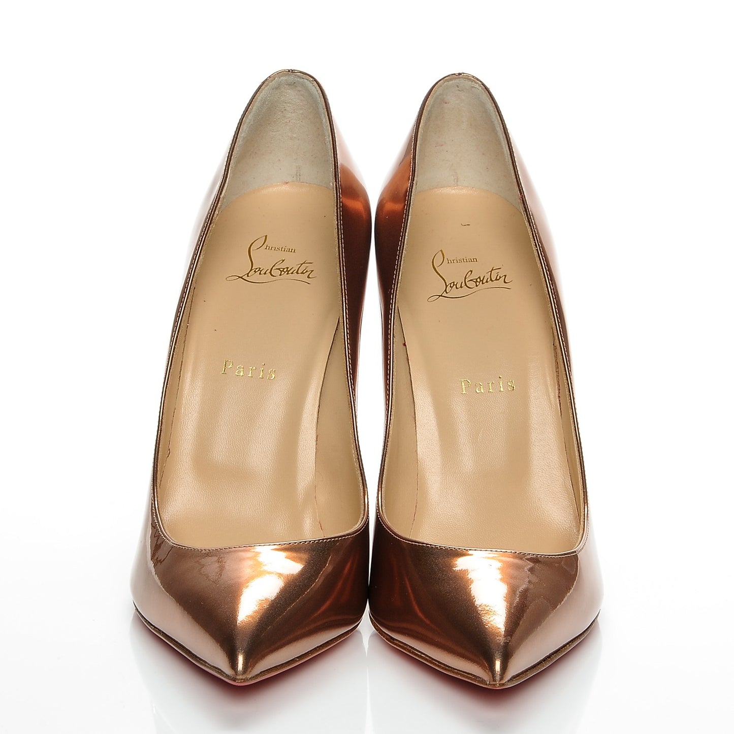 Metallic Patent Pigalle Follies 100 Pumps 41 Cappuccino