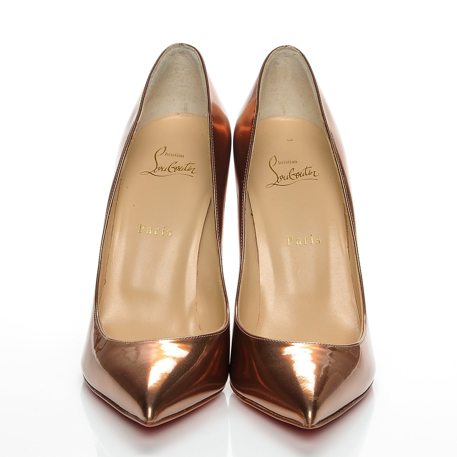 Christian Louboutin Metallic Patent Pigalle Follies 100 Pumps 41 Cappuccino 2 of 8