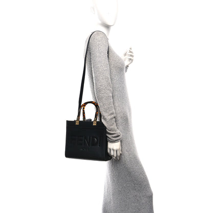 Fendi Vitello King Plexiglass Small Fendi Sunshine Shopper Tote Black 2 of 11
