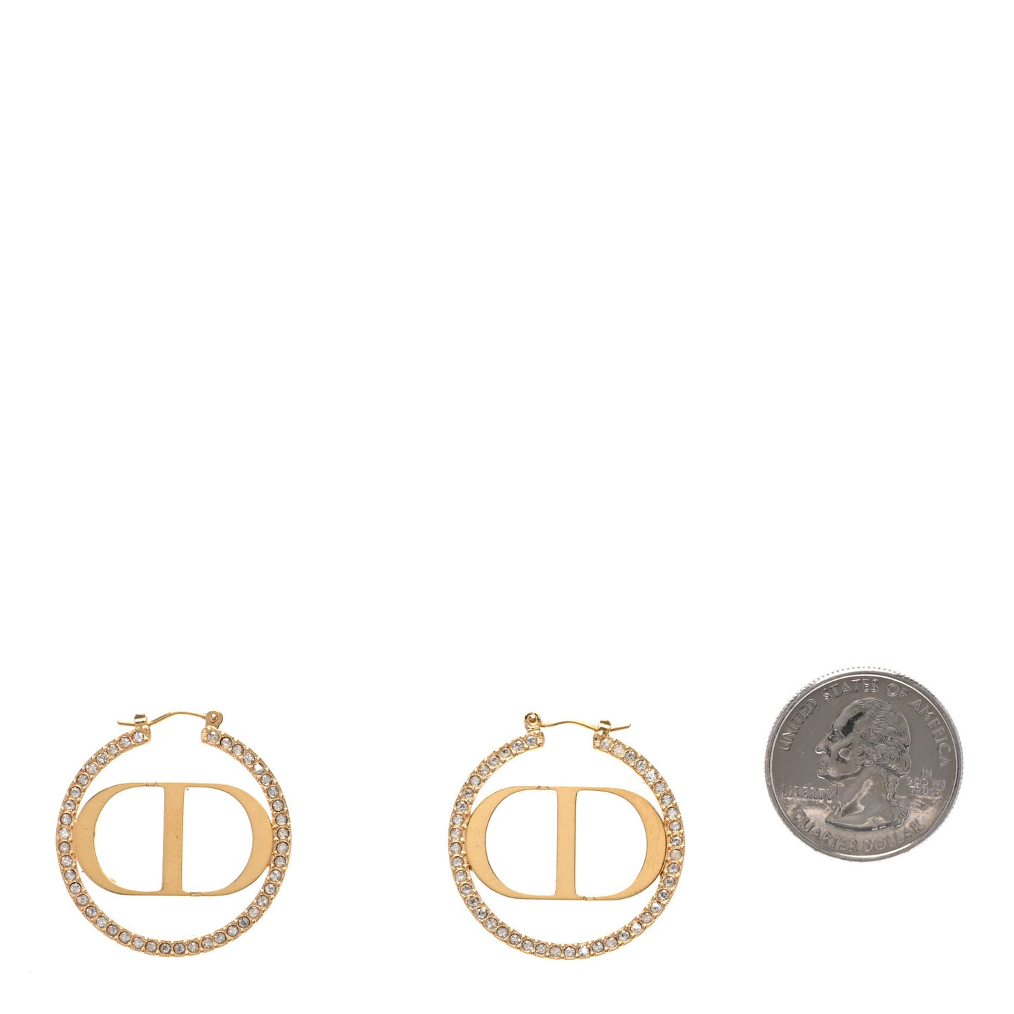 Crystal CD 30 Montaigne Hoop Earrings Gold