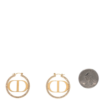 Christian Dior Crystal CD 30 Montaigne Hoop Earrings Gold 2 of 5