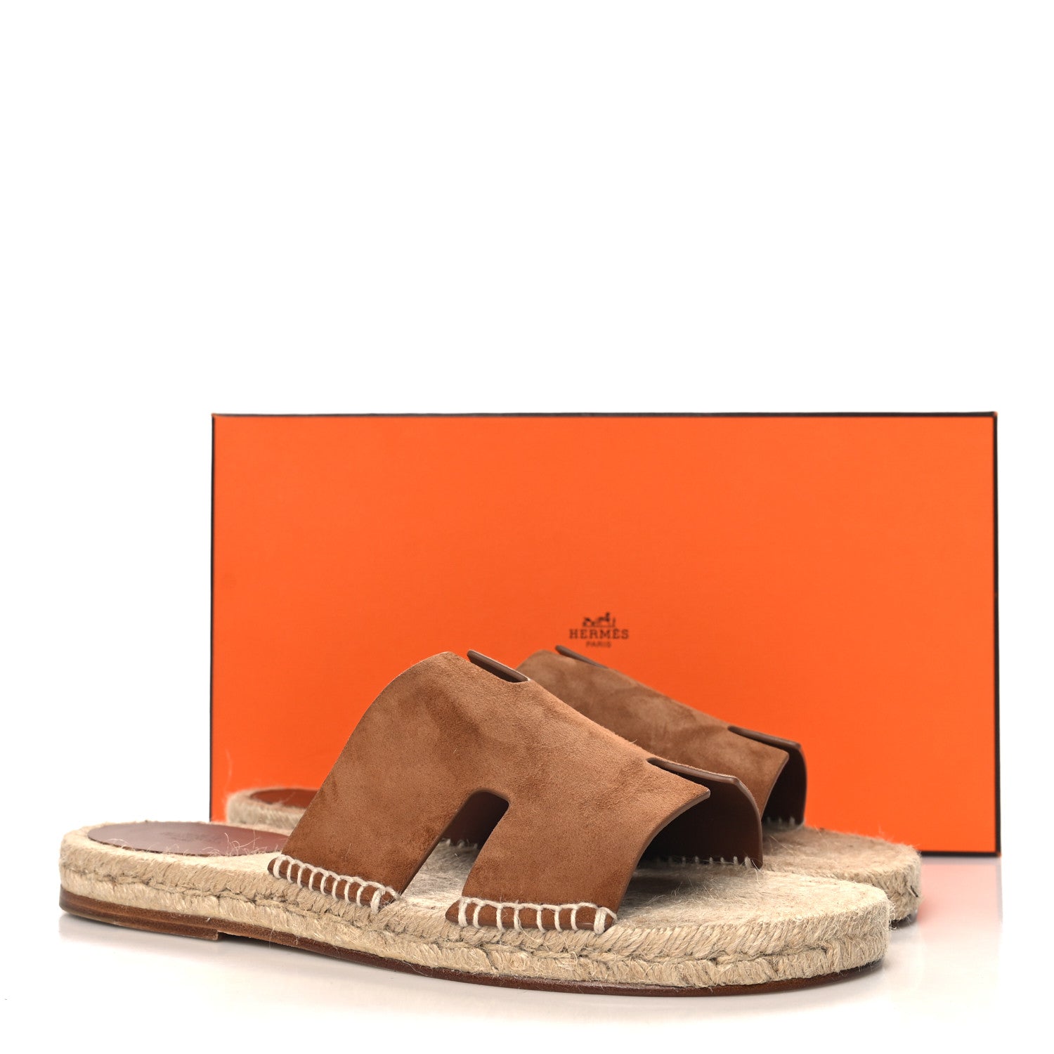 Hermes Suede Goatskin Mens Hon Antigua Espadrille Sandals 43 Brun Amourette 10 of 10