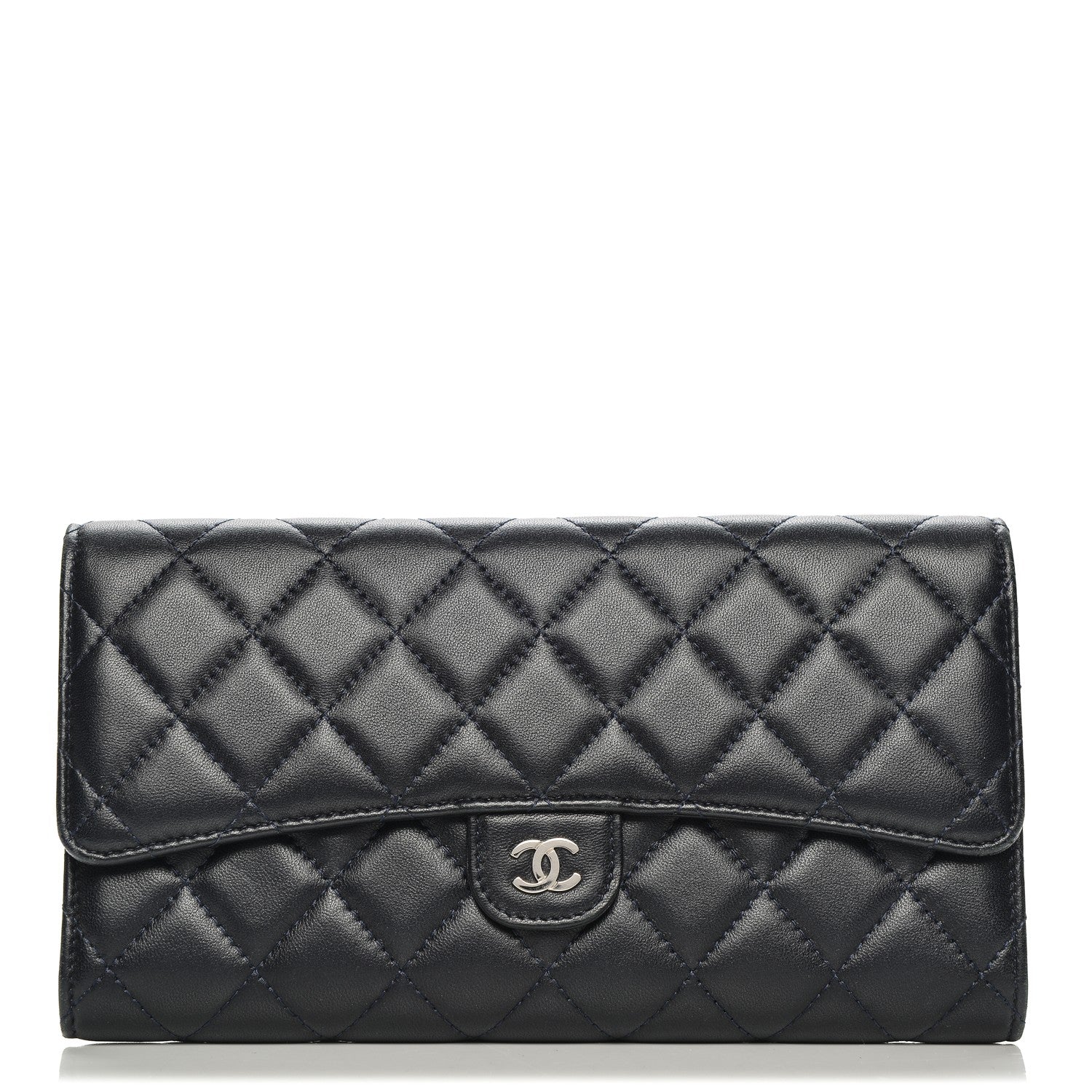 Chanel Lambskin Quilted Travel Wallet Navy 1 of 8