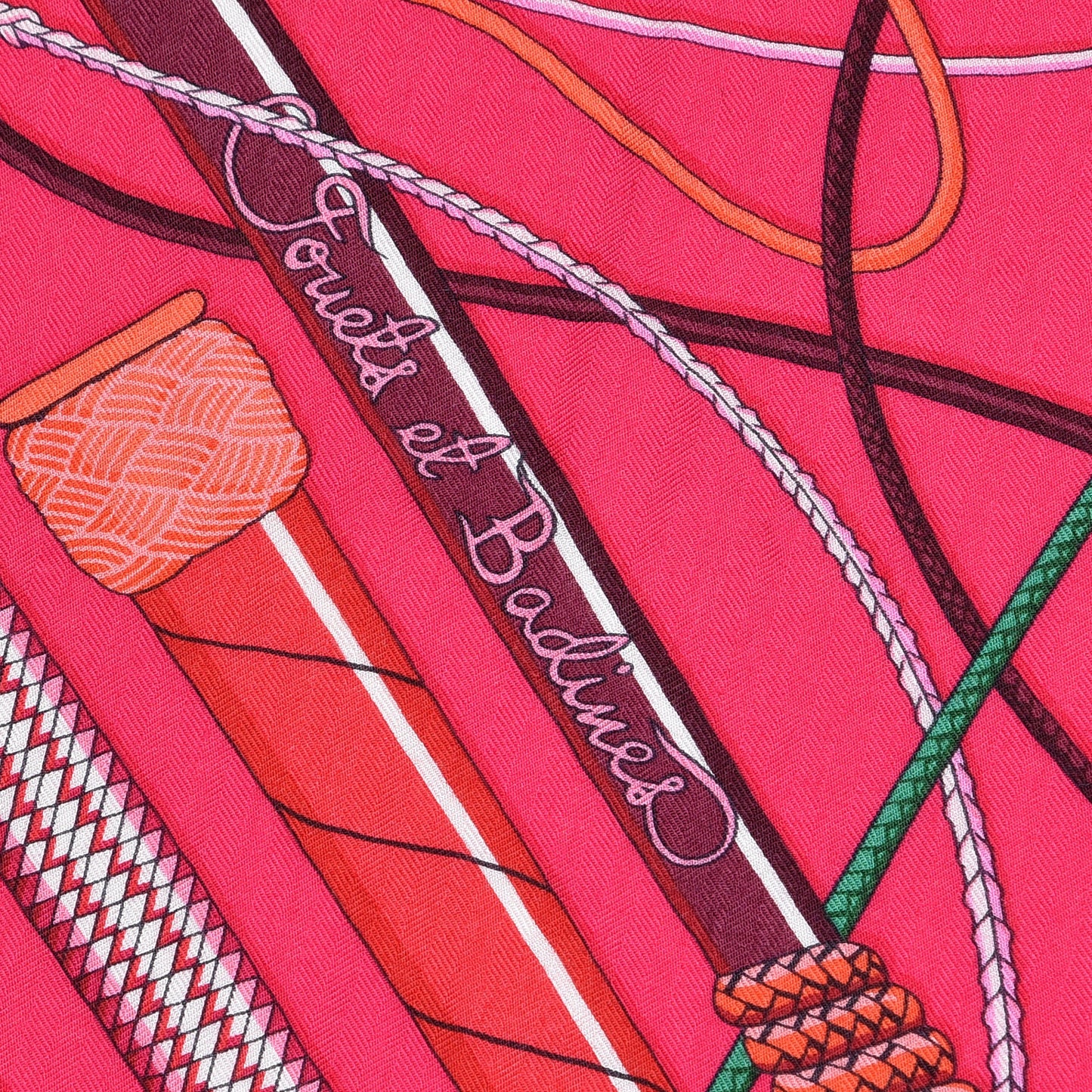 Cashmere Silk Fouets et Badines Shawl 140 Rose Indien Vert Bordeaux
