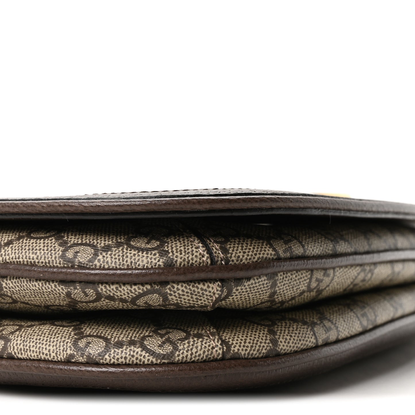 GG Supreme Monogram Textured Dollar Calfskin Web Medium Blondie Shoulder Flap Bag Beige Ebony New Acero