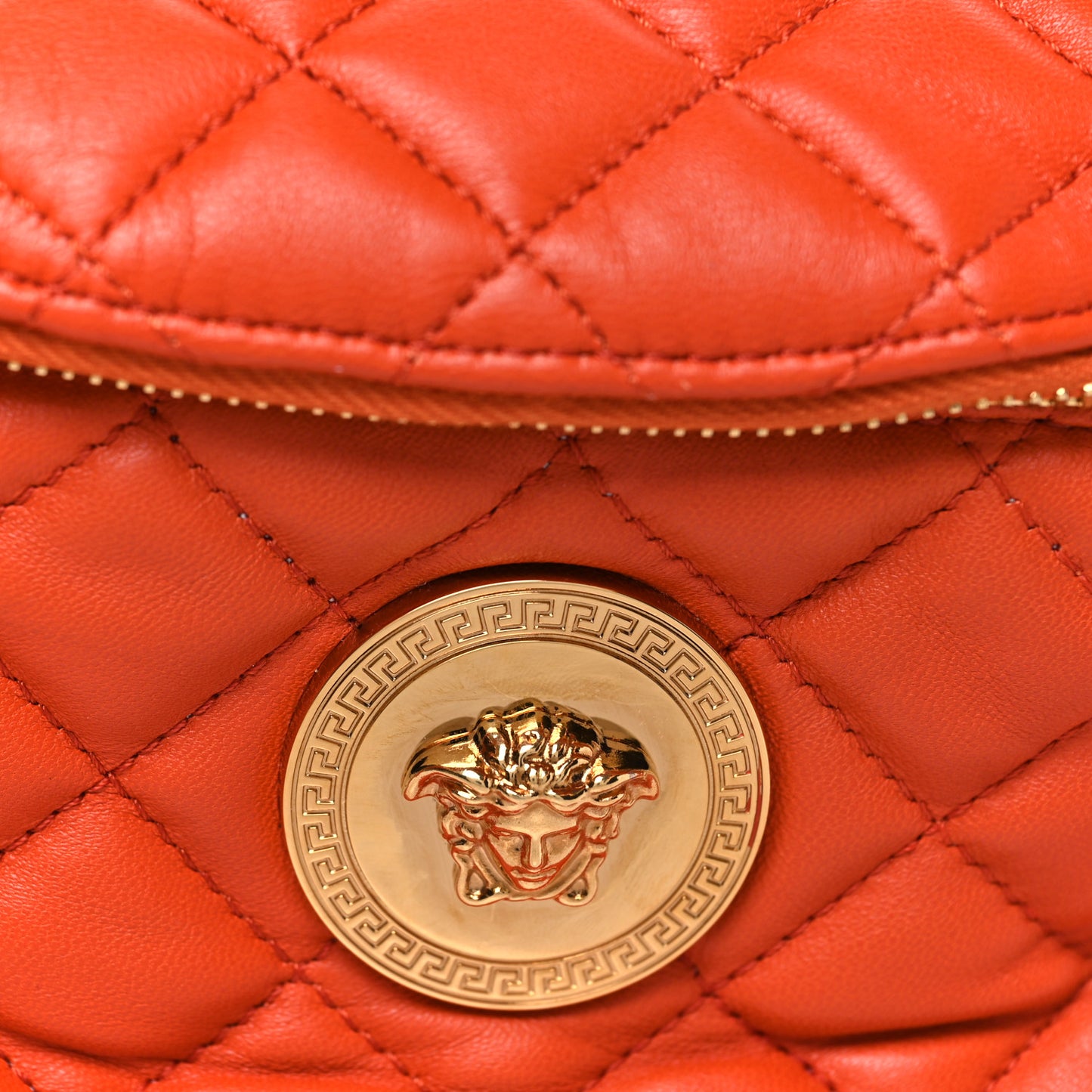 Nappa Quilted Medusa Belt Bag Orange