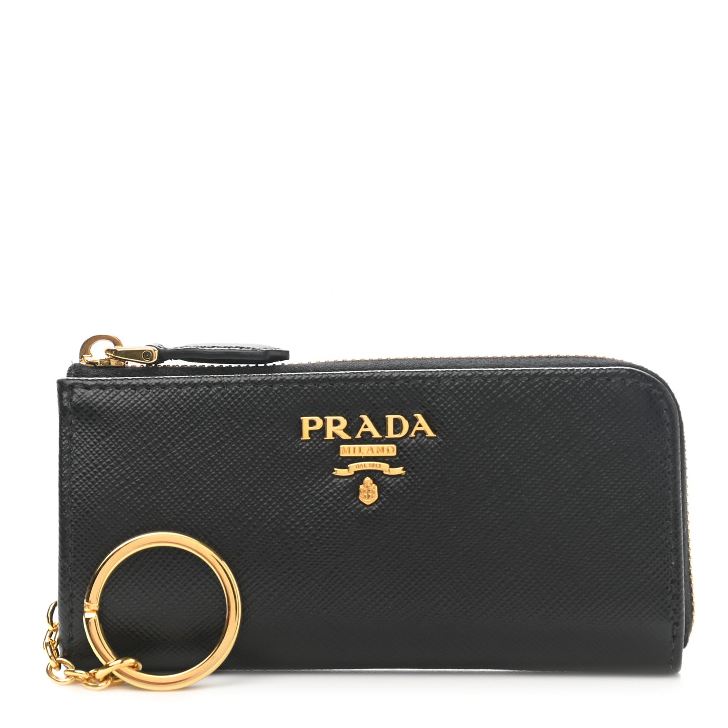 Saffiano Metal Zip Around Key Holder Black