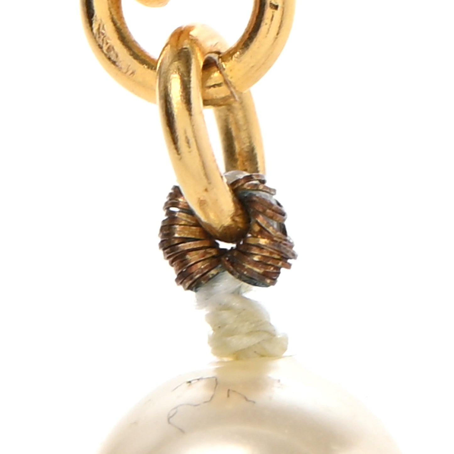 Pearl CC Multi Strand Long Necklace Light Gold