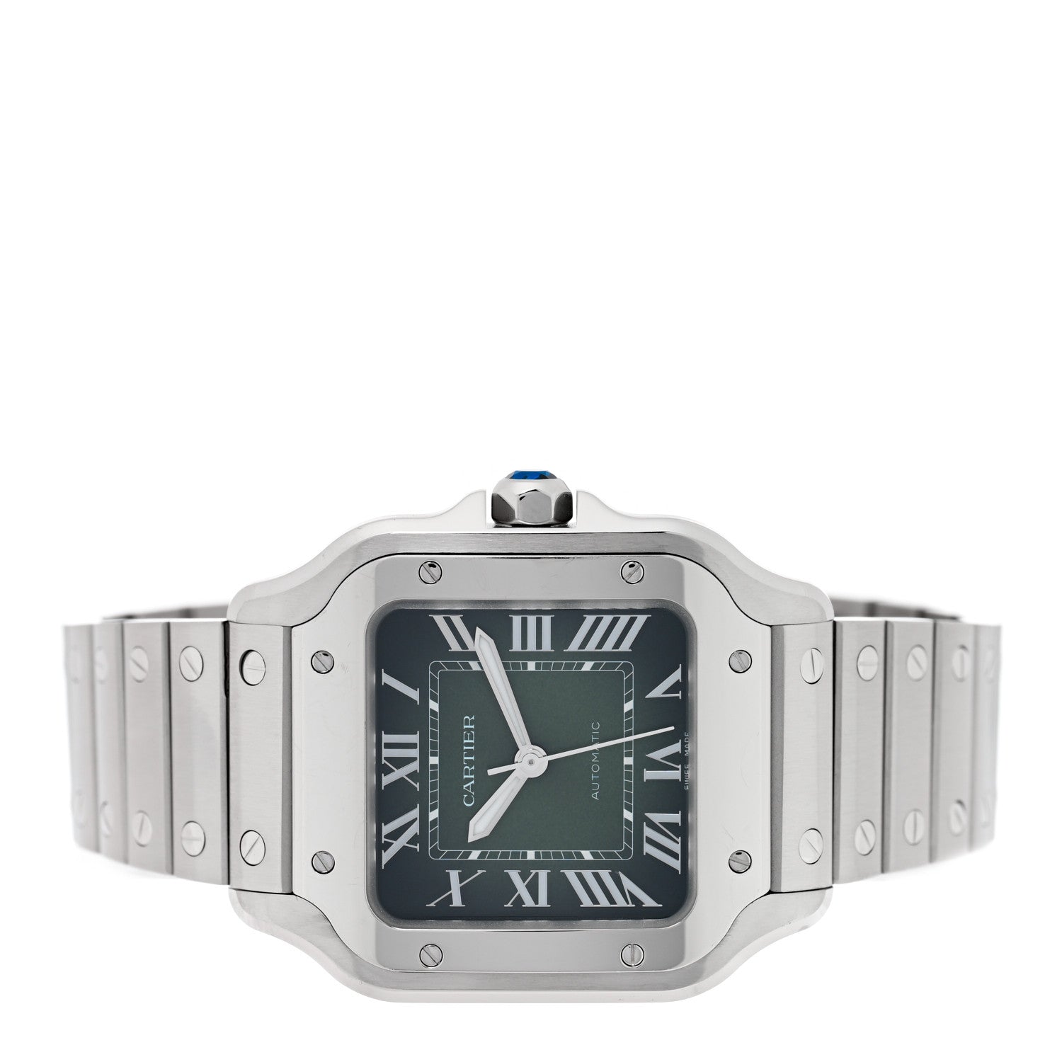 Cartier Stainless Steel 35mm Santos de Cartier Automatic Watch Green 2 of 5