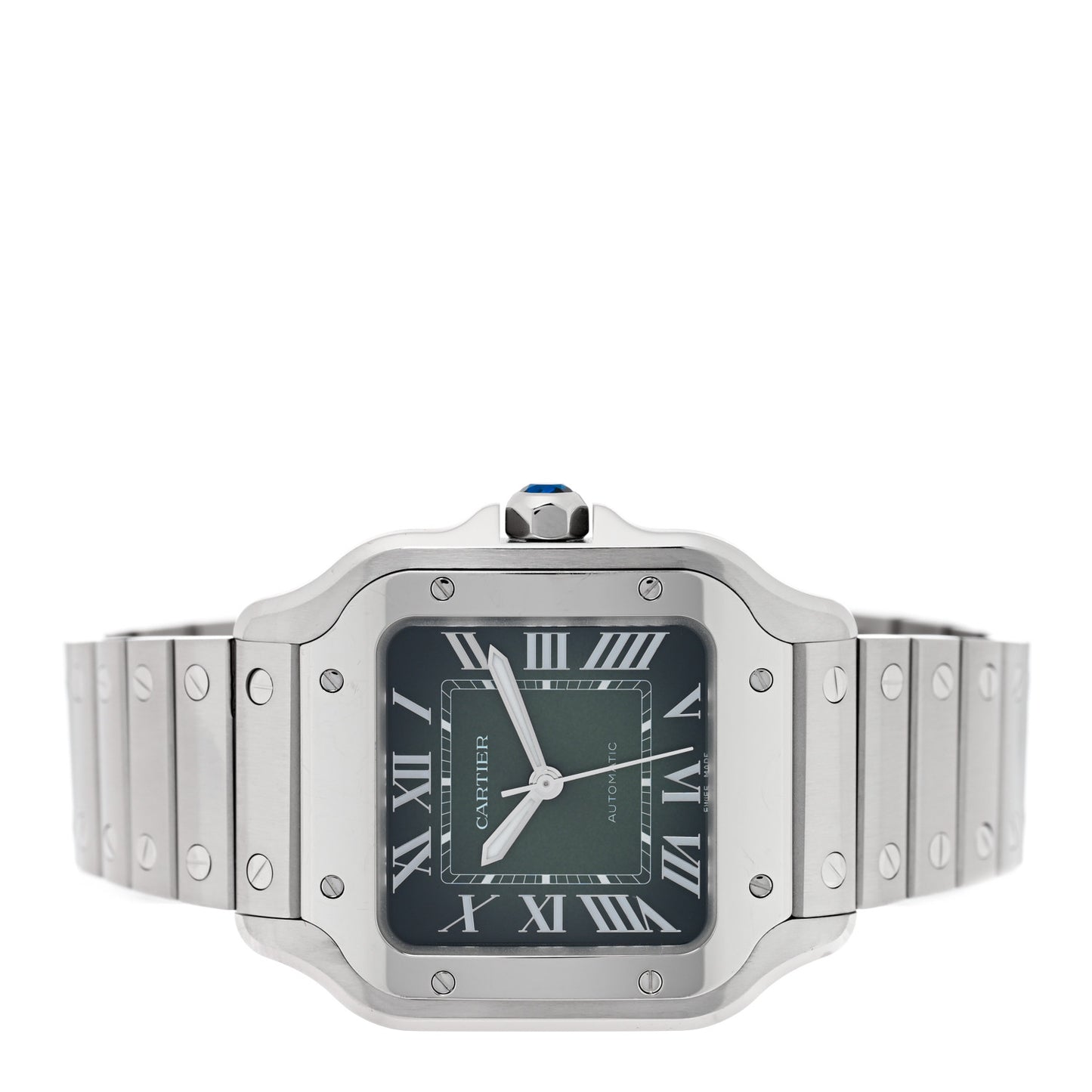 Stainless Steel 35mm Santos de Cartier Automatic Watch Green