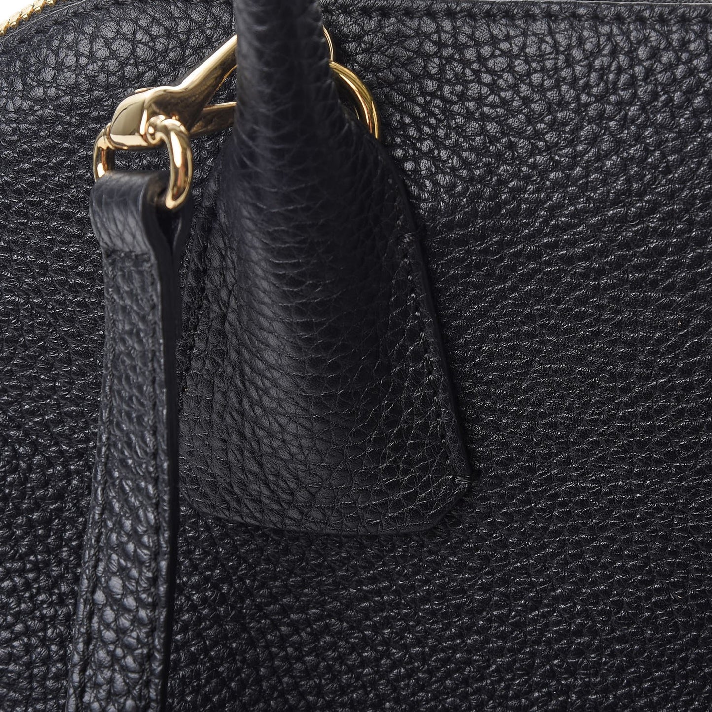 London Grainy Calfskin Small Greenwood Bowling Bag Black