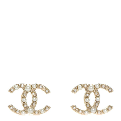Chanel Pearl CC Earrings Light Gold 1 of 5
