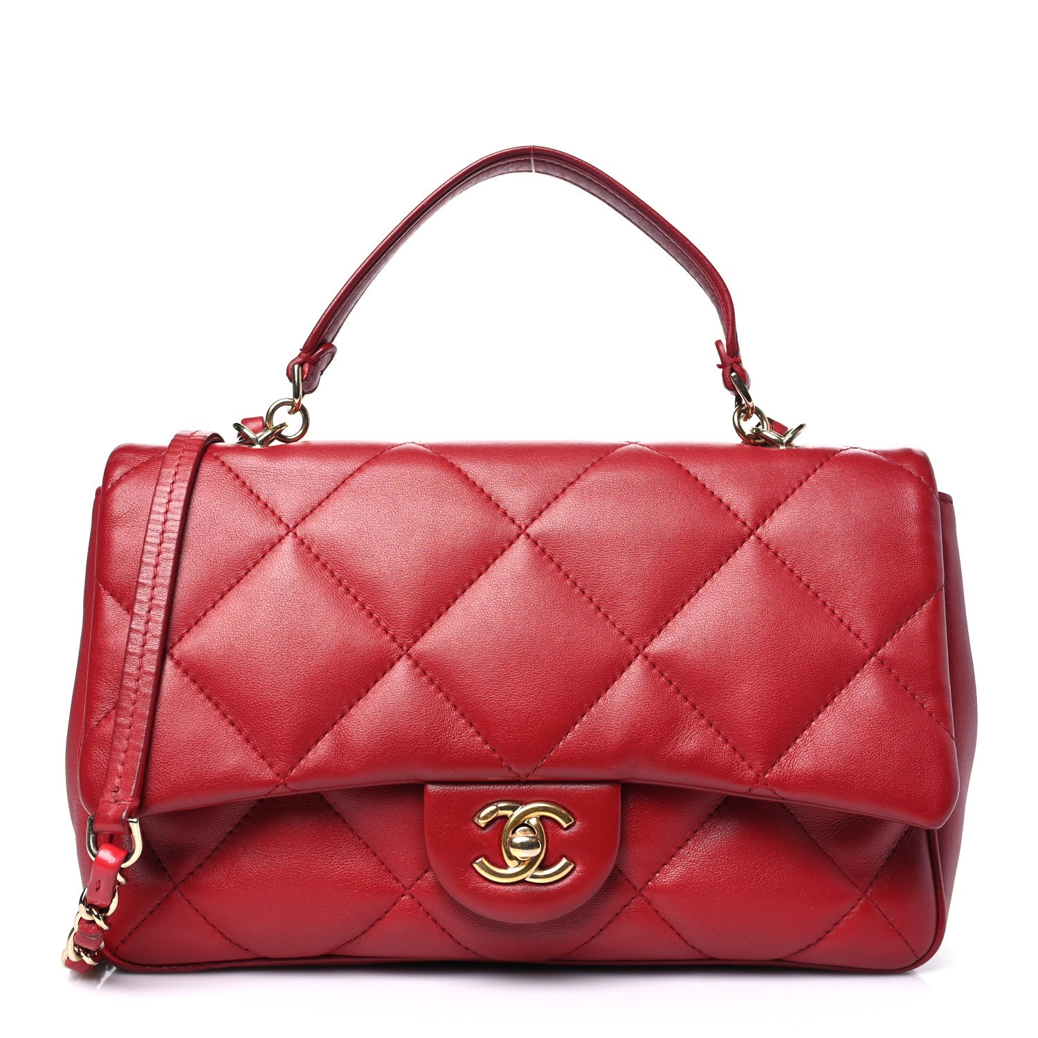 Chanel Lambskin Quilted Easy Carry Flap Red 1 of 12