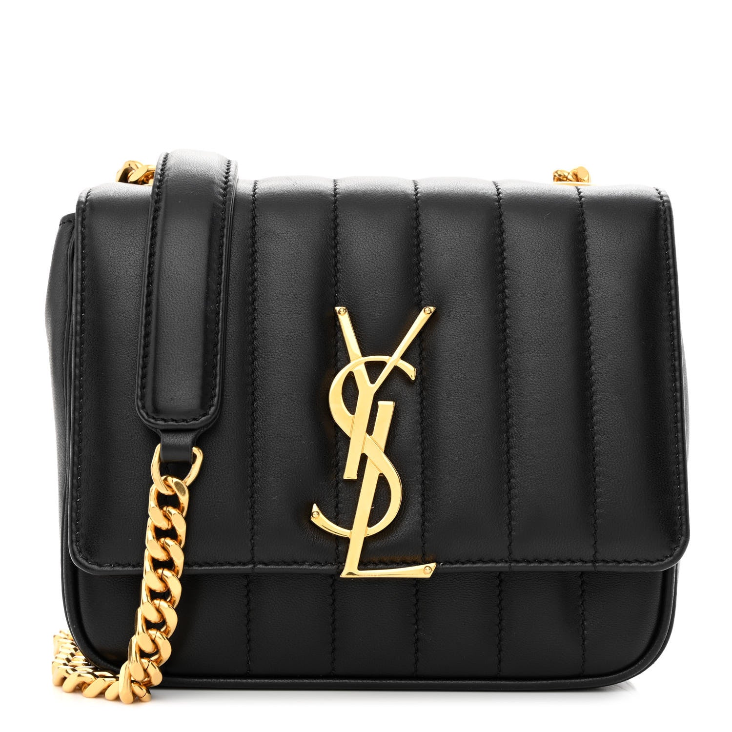 Saint Laurent Lambskin Matelasse Monogram Small Vicky Chain Bag Black 1 of 11