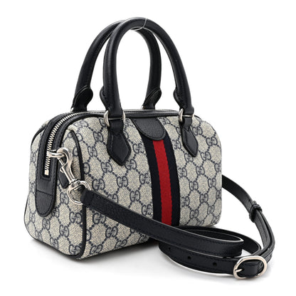 Gucci GG Supreme Monogram Textured Dollar Calfskin Web Mini Ophidia Top Handle Bag Beige Blue 3 of 10