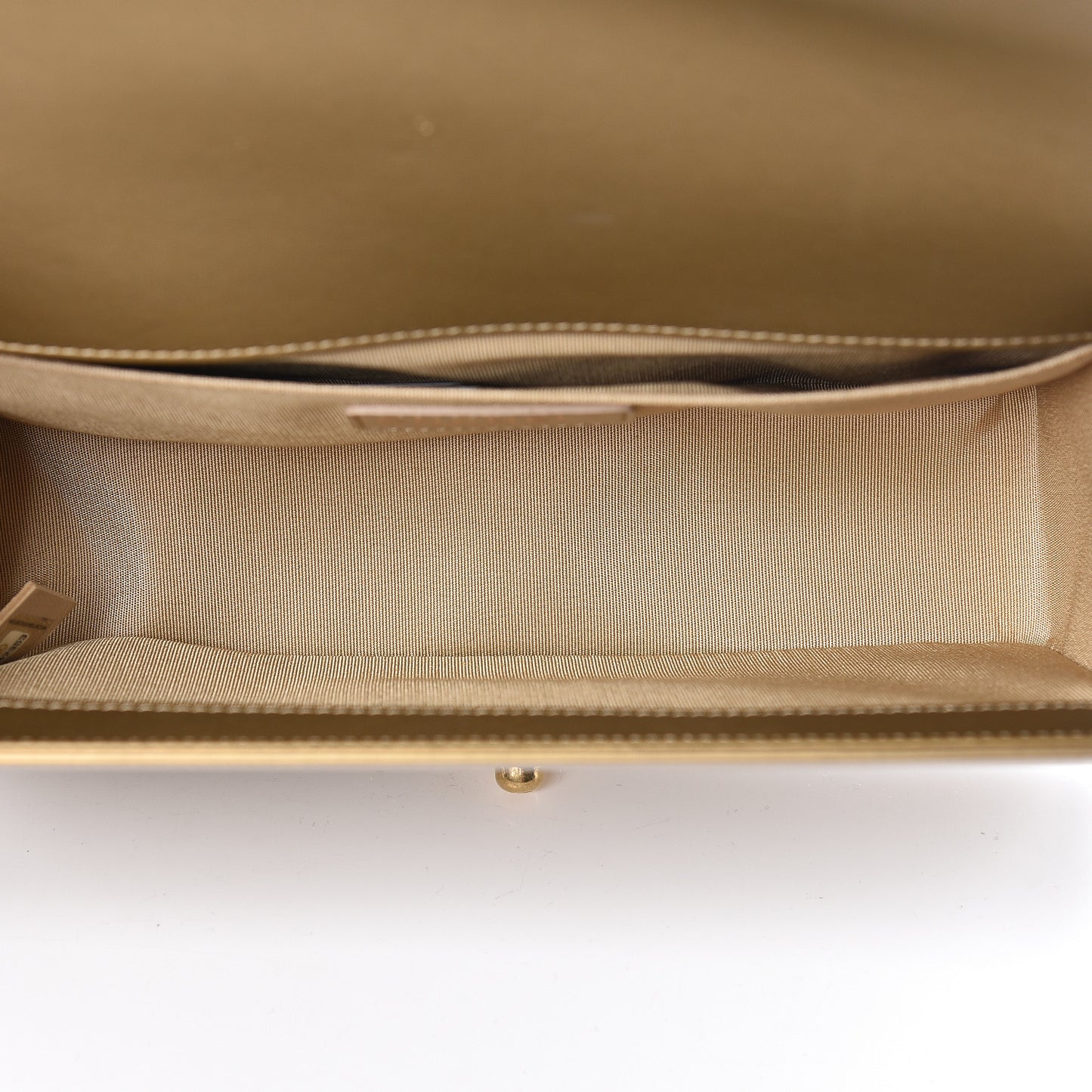 Metallic Patent Calfskin Quilted Medium Boy Flap Gold