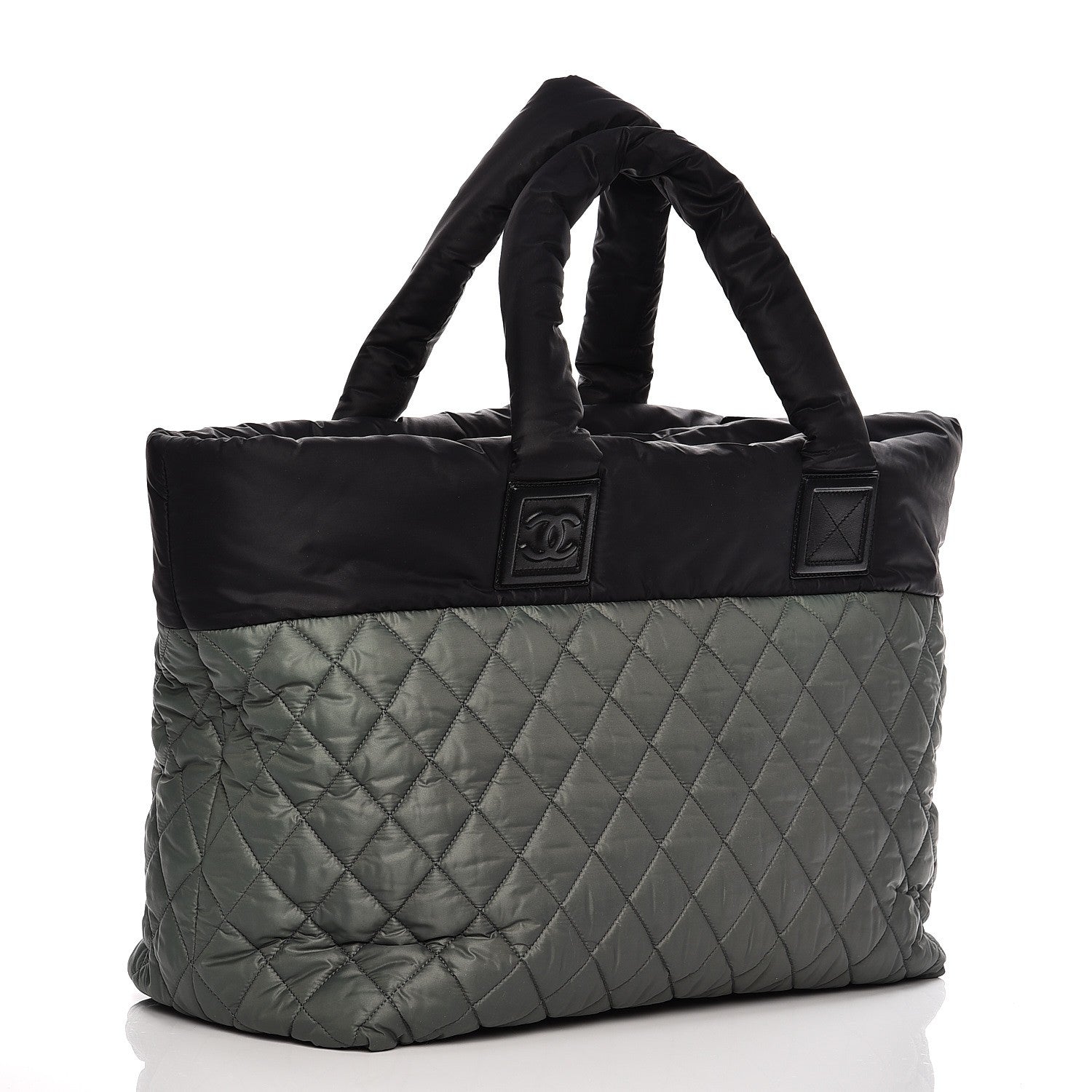 Chanel Nylon Quilted Large Coco Cocoon Tote Black Green 3 of 7