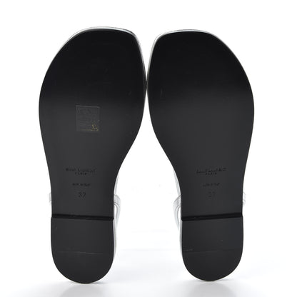 Saint Laurent Metallic Lambskin Nu Pieds 05 Thong Sandals 37 Argento 5 of 9