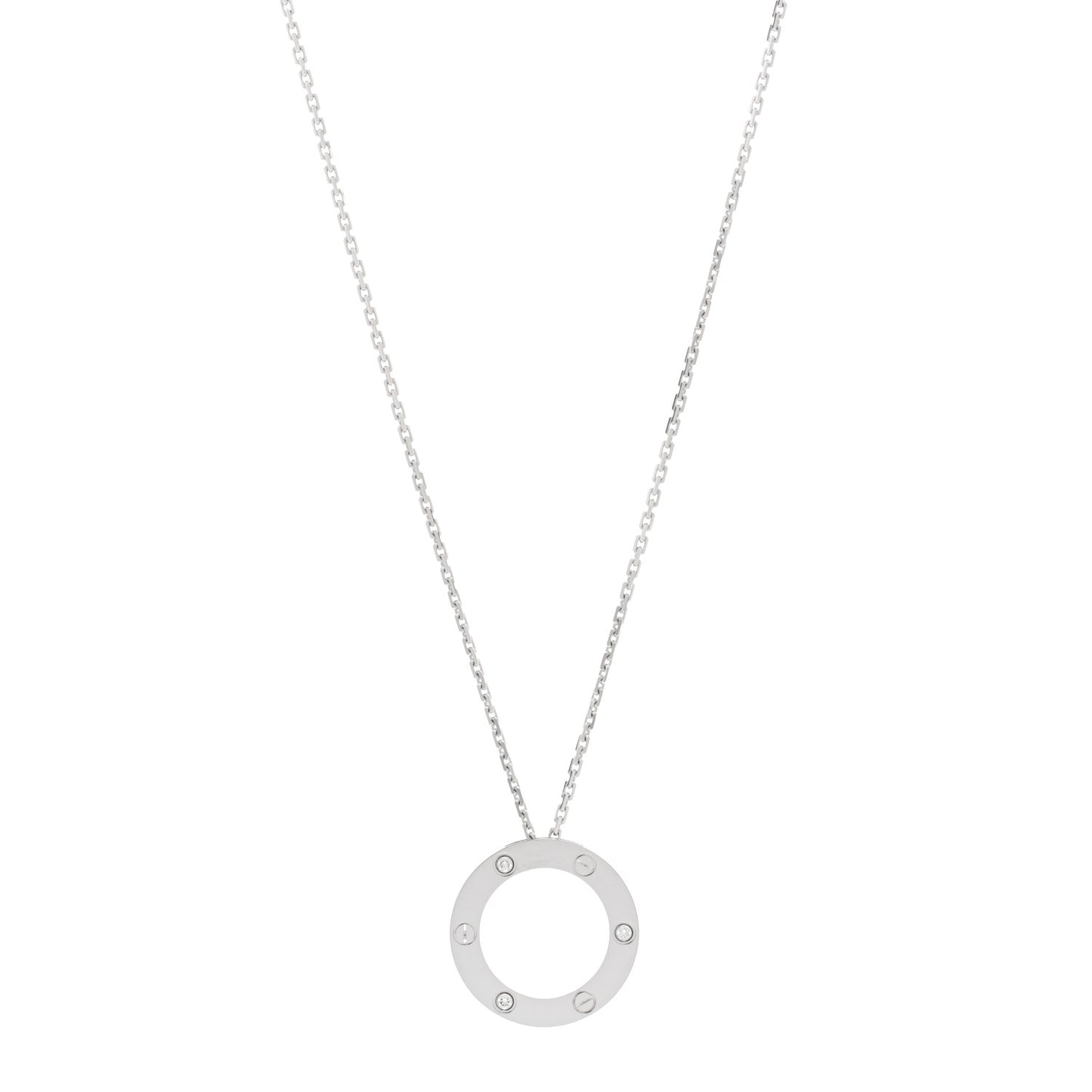 18K White Gold 3 Diamonds LOVE Pendant Necklace