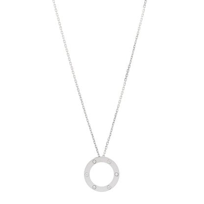 Cartier 18K White Gold 3 Diamonds LOVE Pendant Necklace 1 of 4