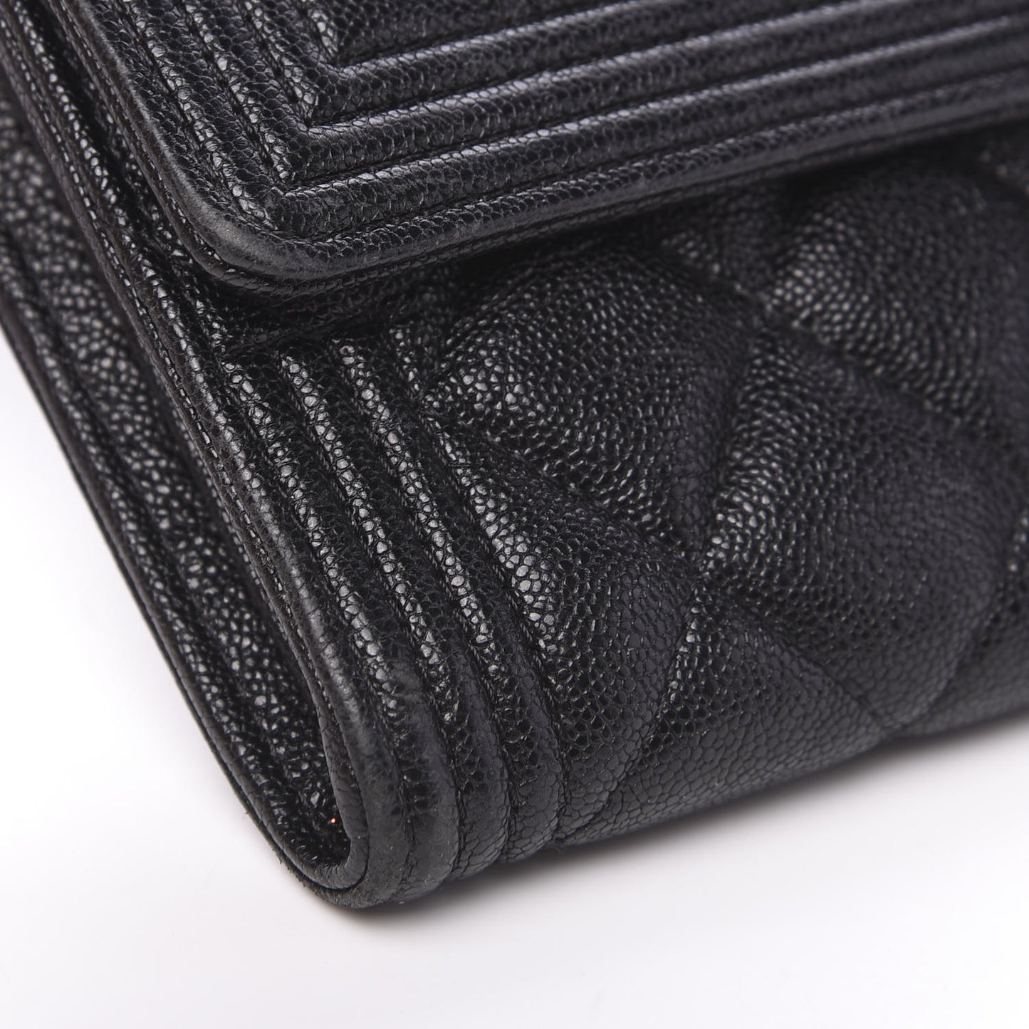 Caviar Quilted Boy Flap Wallet Black