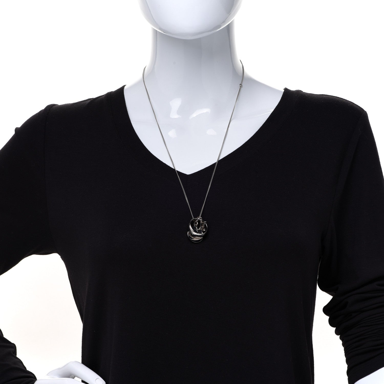 Louis Vuitton Zamac Palladium Monogram Charms Necklace Silver 2 of 7