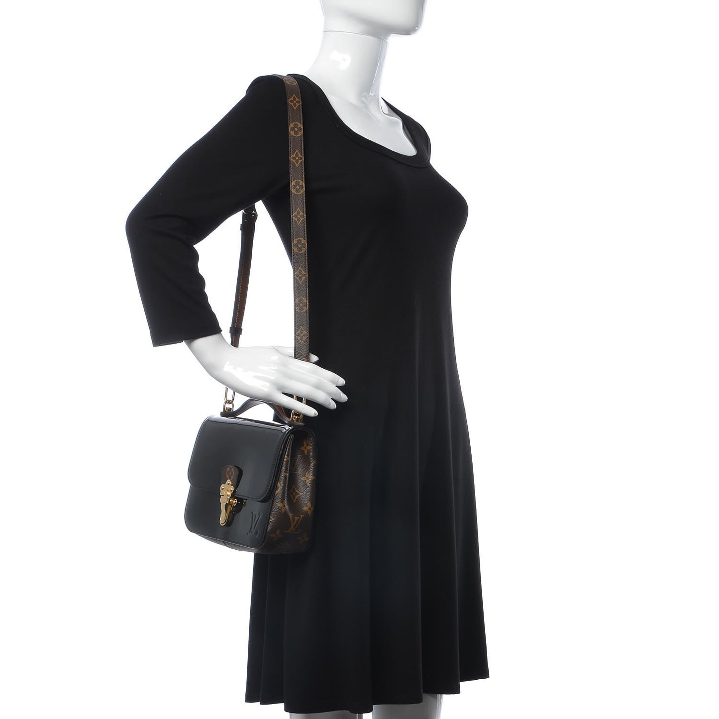 Patent Calfskin Monogram Cherrywood BB Black