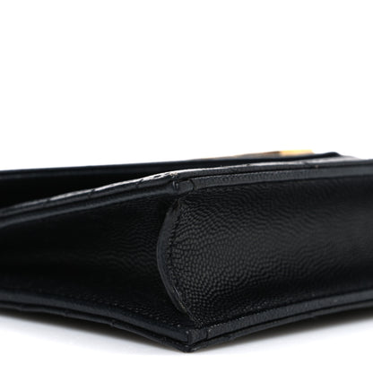Saint Laurent Grain De Poudre Matelasse Chevron Monogram Envelope Chain Wallet Black 9 of 11