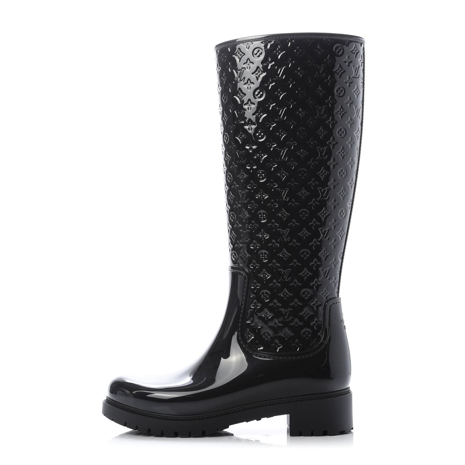 Louis Vuitton Rubber Embossed Monogram Splash Rain Boots 38 Black 1 of 9