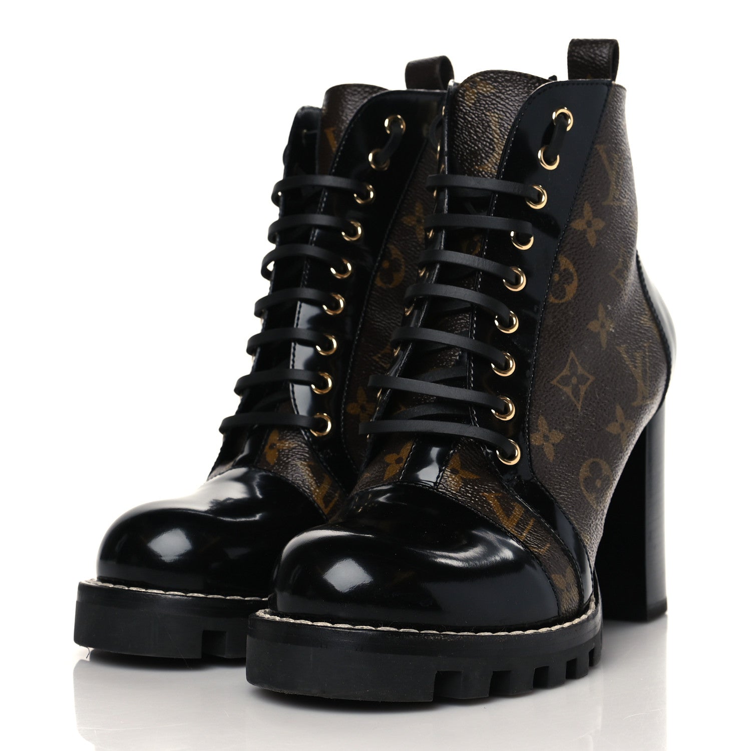 Louis Vuitton Patent Calfskin Monogram Star Trail Ankle Boots 40 Black 3 of 10