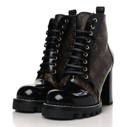 Louis Vuitton Patent Calfskin Monogram Star Trail Ankle Boots 40 Black 3 of 10
