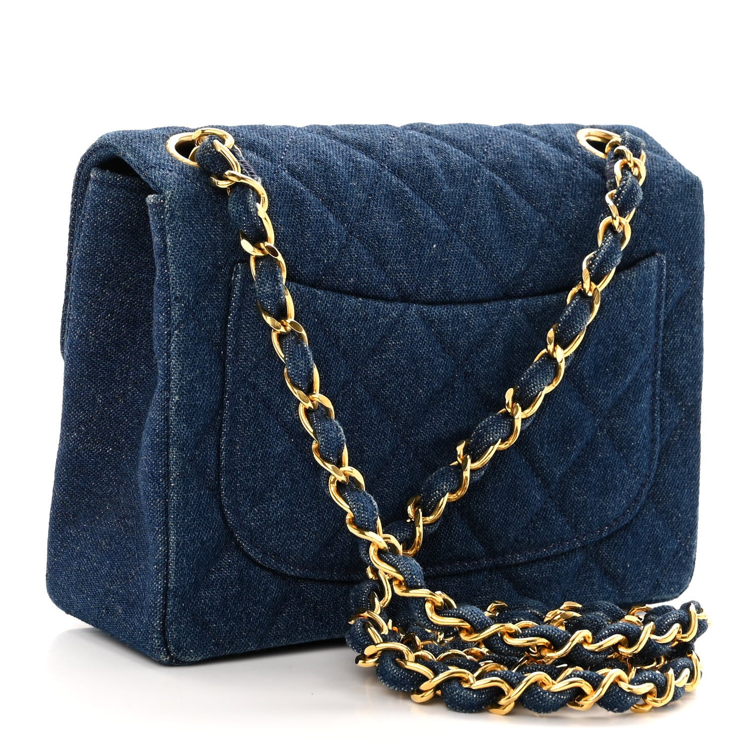 Chanel Denim Quilted Mini Square Flap Blue 3 of 10