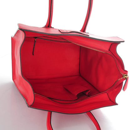 Celine Drummed Calfskin Mini Luggage Coquelicot 5 of 8