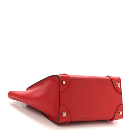 Celine Drummed Calfskin Mini Luggage Coquelicot 4 of 10