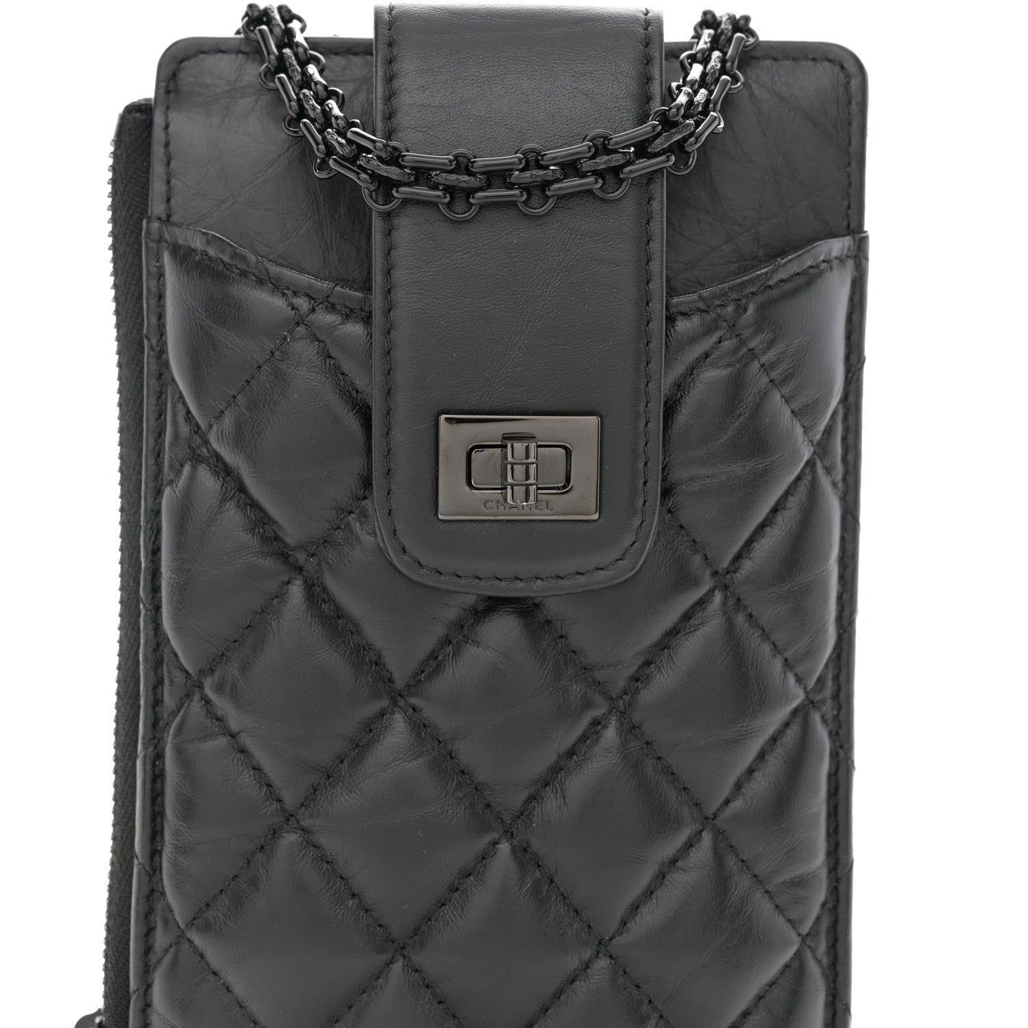 Chanel Aged Calfskin Quilted Reissue Phone Holder With Chain Bag So Black 8 of 10