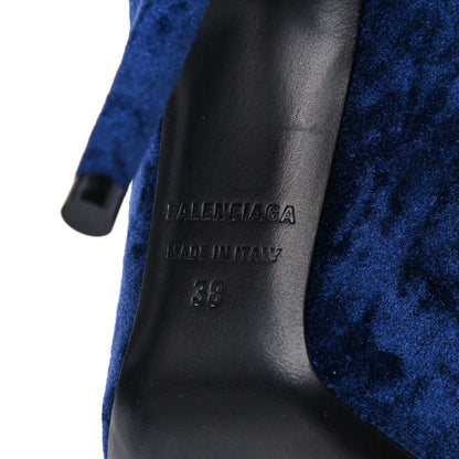 Balenciaga Velvet Spandex Extreme Pointed Toe Knife Ankle Boots 38 Blue 6 of 7