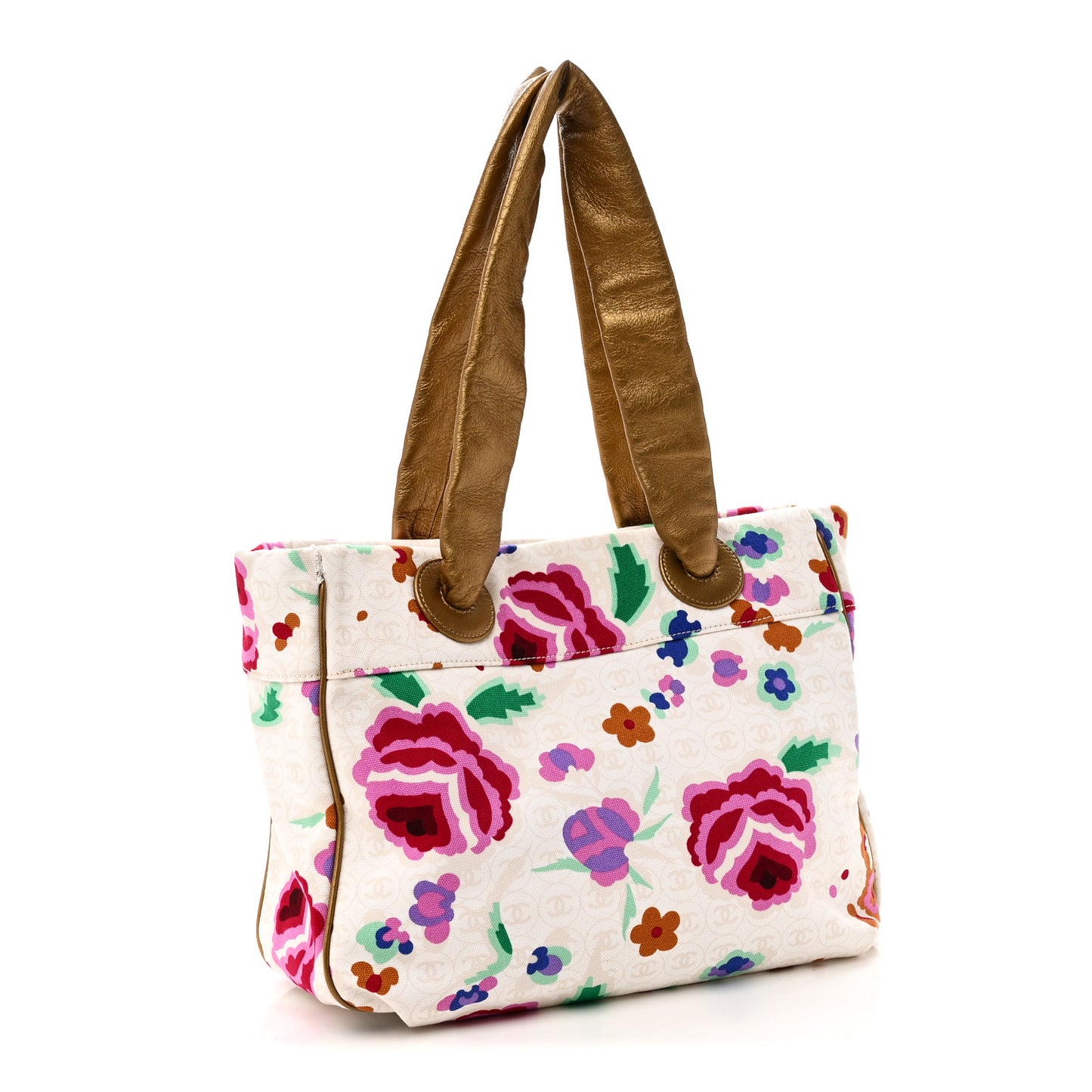Canvas Floral Print Tote Multicolor