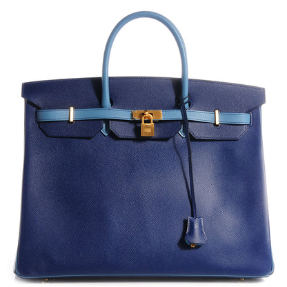Hermes Epsom Horseshoe Bi-Color Birkin 40 Bleu Sapphire Blue Jean 1 of 27