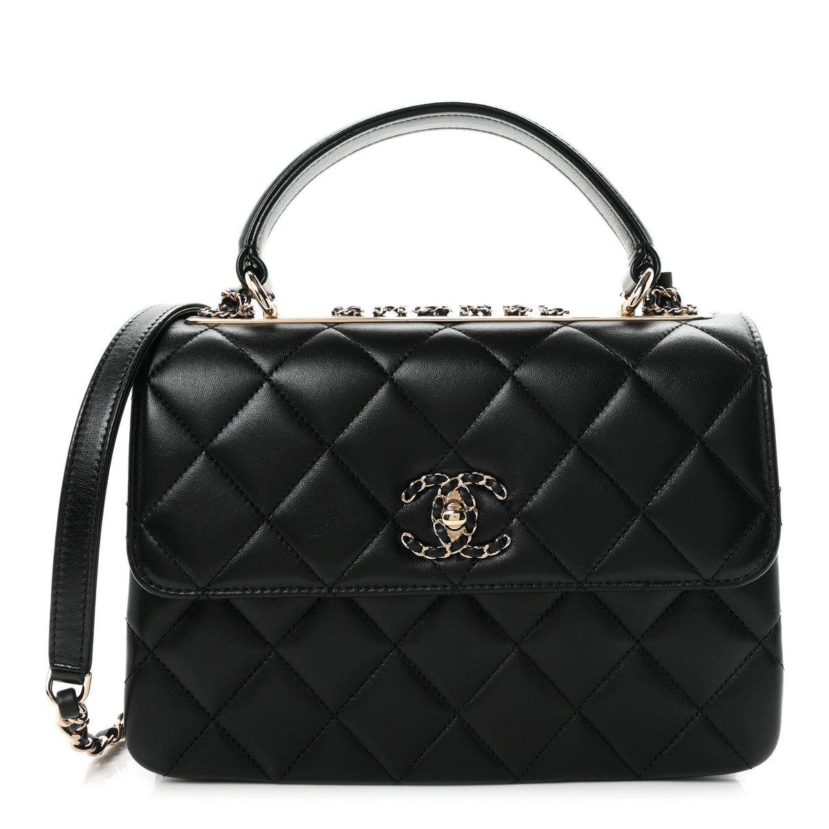 Chanel Lambskin Quilted Small Trendy CC Chain Dual Handle Flap Bag Black 1 of 11