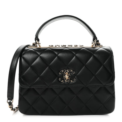 Chanel Lambskin Quilted Small Trendy CC Chain Dual Handle Flap Bag Black 1 of 11