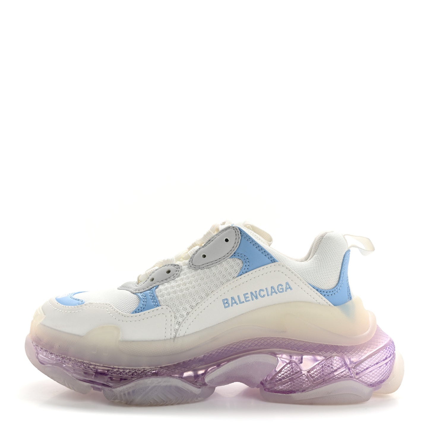 Fabric Mesh Clear Sole Womens Triple S Sneakers 36 Light Blue Grey Lilac White