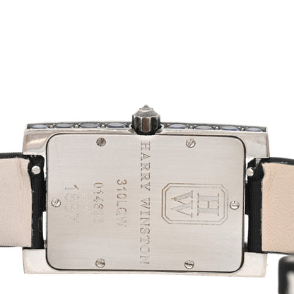 Harry Winston 18K White Gold Satin Diamond Sapphire 21mm Avenue Quartz Watch 4 of 4