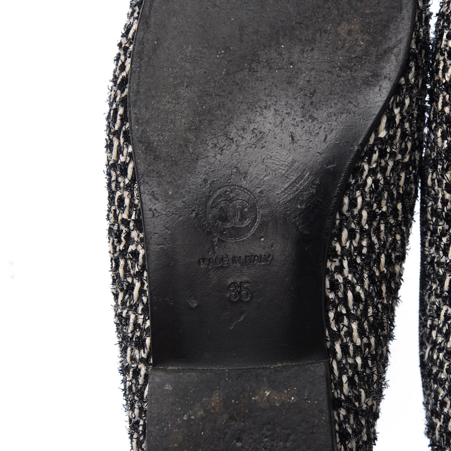 Tweed Cap Toe Ballerina Flats 35 Black White