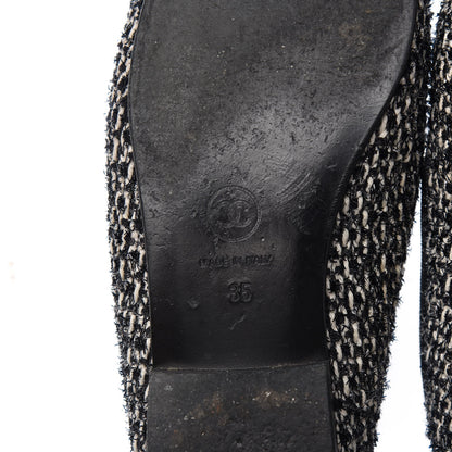 Chanel Tweed Cap Toe Ballerina Flats 35 Black White 8 of 10